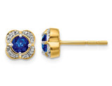 1/2 Carat (ctw) Blue Sapphire Post Earrings in 14K Yellow Gold